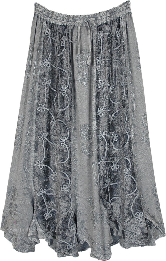 Silver Creek Velvet Embroidered Maxi Panels Skirt