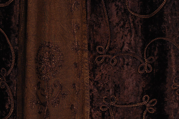 Gilded Bronze Velvet Embroidered Maxi Panels Skirt