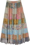 Coral Sunset Multi Panel Maxi Long Skirt