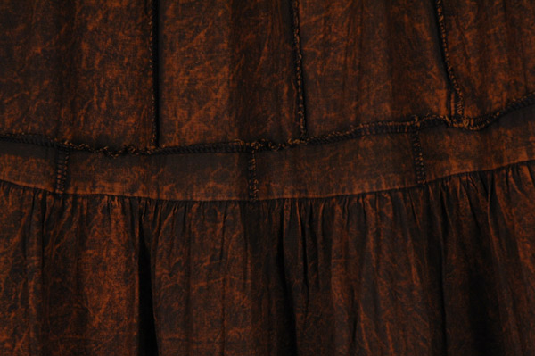 Bronze Clay Full Circle Patchwork Tier Maxi Skirt