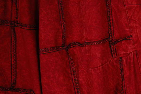 Crimson Grid Patchwork Wide Leg Boho Pants