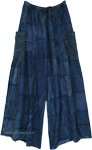 Deep Denim Patchwork Wide Leg Boho Pants