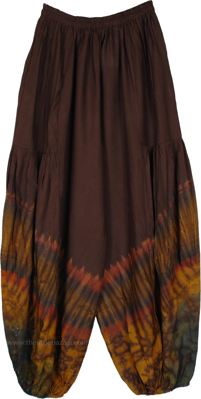 Chocolate Sunrise Flowing Tie Dye Harem Pants