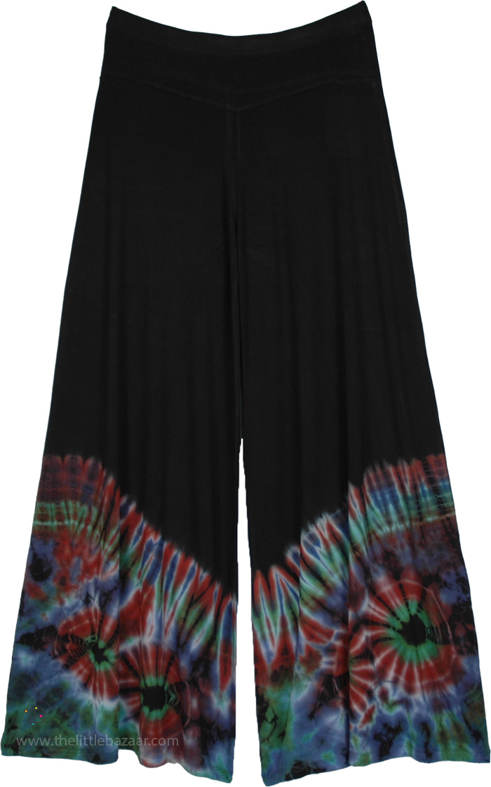 Fire Tie Dye Stretchy Wide Leg Lounge Pants