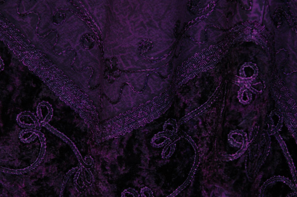 Noble Grape Maxi Skirt with Embroidered Velvet Hem