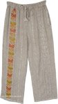 Natural Vine Embroidered Rayon Straight Leg Pants