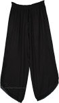 Midnight Ebony Lace Trim Wide Leg Everyday Pants