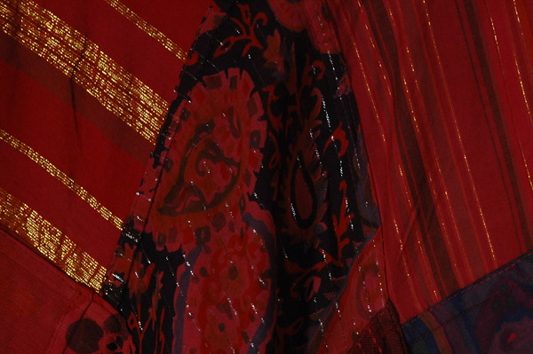 Crimson Tinsel Holiday Boho Patchwork Wrap Skirt