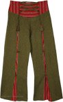 Olive Green Woven Cotton Adjustable Pants
