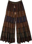 Moody Stripes Tiered Patchwork Wide Cotton Pants
