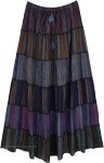 Dusty Pink To Navy Patchwork Cotton Maxi Skirt