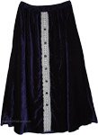 Martinique Navy Velvet Lace-Trim Maxi Skirt with Pockets
