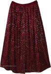 Sequin Embellished Velvet Maxi Skirt with Side Pockets