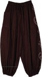 Dark Cocoa Peace Heart Hippie Harem Pants