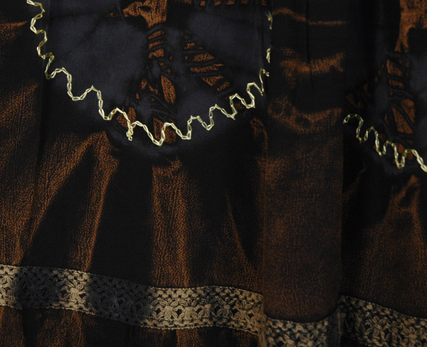 Deep Brown Tie Dye Georgette Maxi Skirt