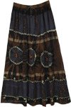 Deep Brown Tie Dye Georgette Maxi Skirt