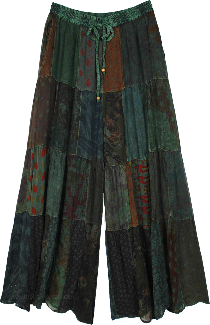 Plus Size Basil Hue Retro Boho Flare Pants