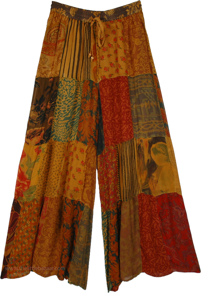 Boho Revival Long Flared Patchwork Pants