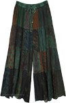 Swinging Sixties Patchwork Boho Pants in Basil
