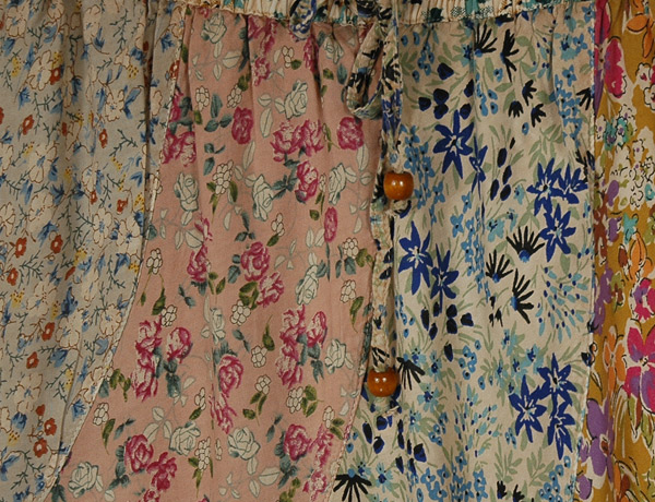 Cream Latte Floral Vertical Patchwork Midi Skirt