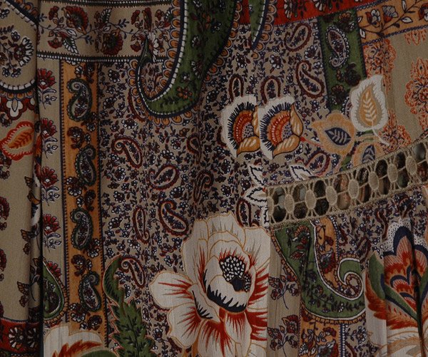 Tapestry Tiered Lace insert Wide Leg Pants