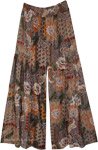 Tapestry Tiered Lace insert Wide Leg Pants