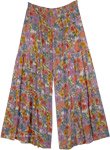 Lavender Floral Sweep Wide Leg Boho Pants