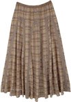 Warm Earth-Tone Plaid Boho Maxi Skirt