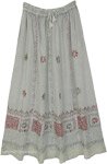 Sage Green Folk Embroidered Maxi Skirt