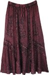 Marble Tawny Port Wine Rayon Maxi Skirt