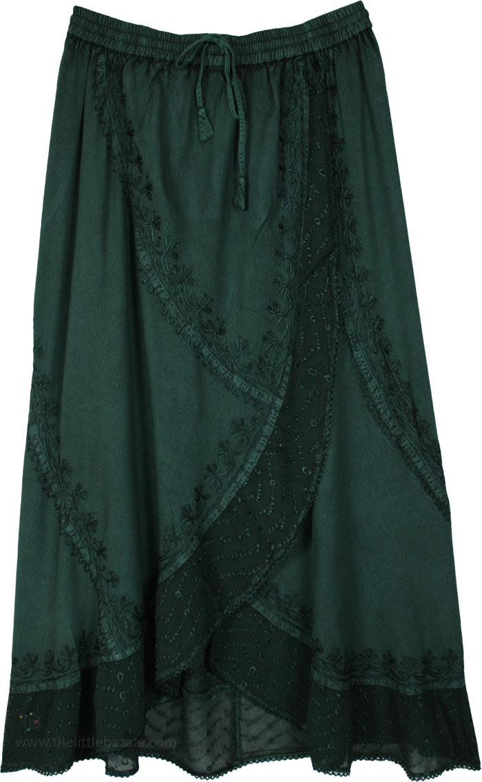 Forest Fern Boho Lace Rayon Maxi Skirt