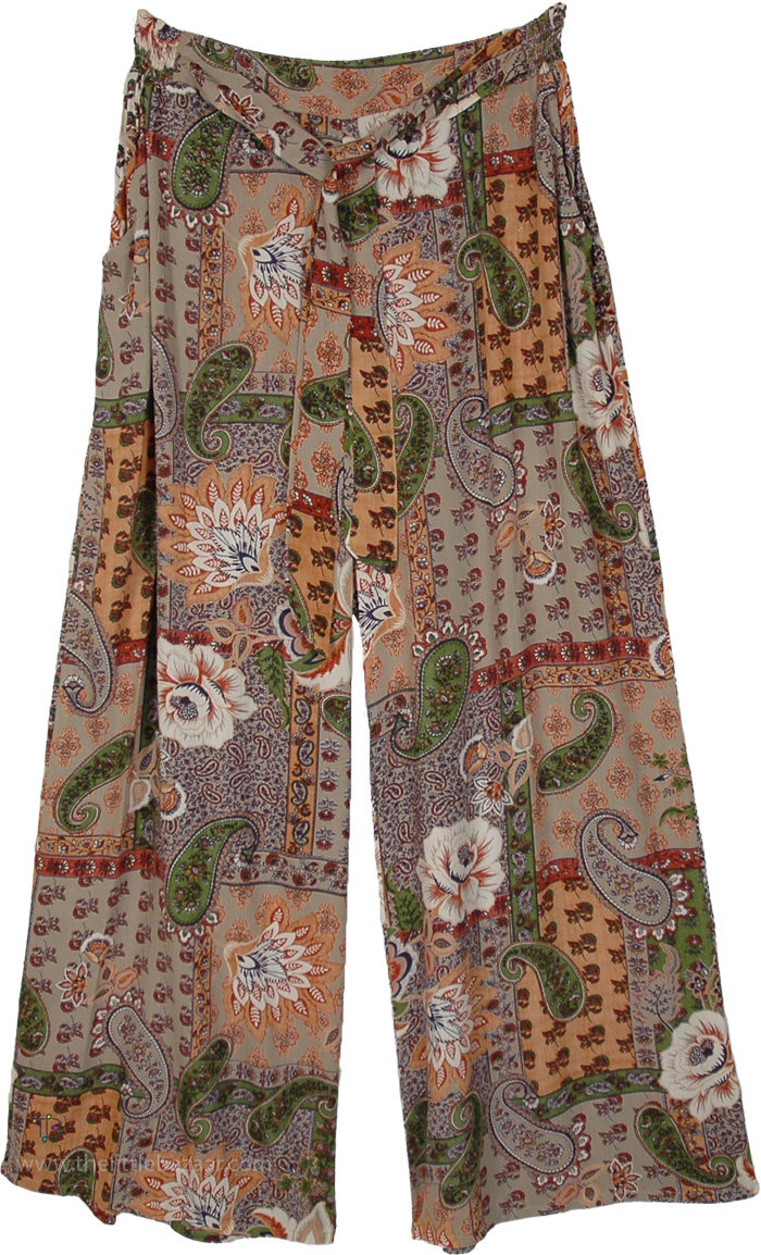Sandy Safari Paisley Boho Wide Leg Pants