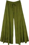 Fern Green Wide-Leg Tiered Lounge Pants