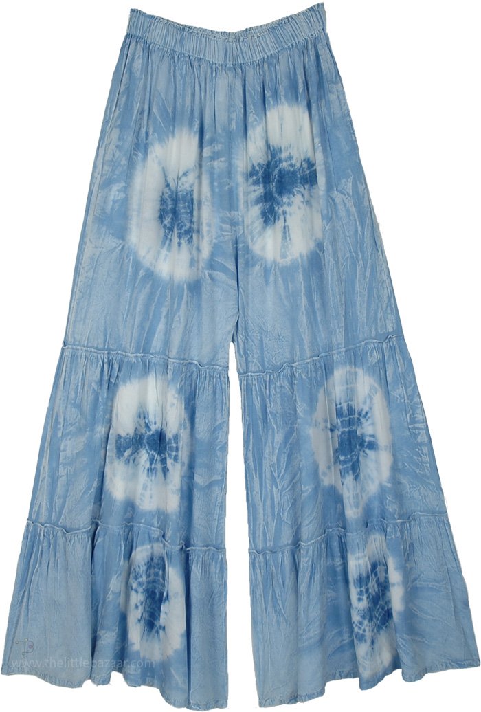 Cloud Drift Tie-Dye Flared Wide-Leg Boho Pants
