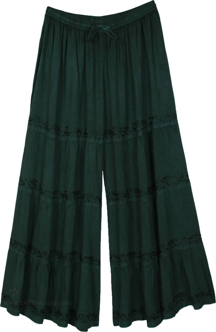 Hunter Green Very Wide Leg Relaxed Pants