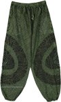 Olive Vortex Cotton Boho Harem Pants