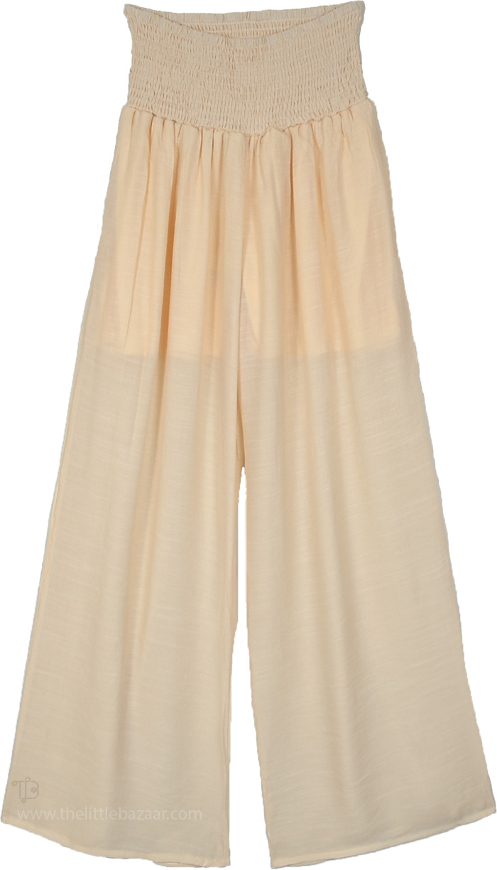Vanilla Cloud Smocked Flowy Wide Leg Pants