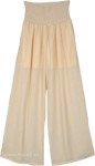 Vanilla Cloud Smocked Flowy Wide Leg Pants