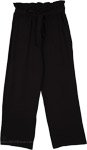 Black Magic Paperbag Waist Straight Leg Pants