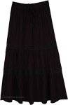 Obsidian Lace Tiered Cotton Maxi Skirt
