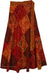 Mushroom Patchwork Long Wrap Around Skirt