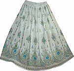 White Sequin Knee Length Skirt