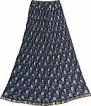 Navy Blue Crinkle Long Skirt