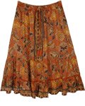 Rust Bloom Tiered Everyday Boho Midi Skirt