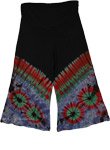 Fiery Spiral Tie Dye Stretchy Wide Leg Capri