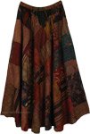 Earthen Bark Boho Patchwork Cotton Maxi Skirt