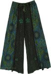 70s Flower Power Green Hippie Pants