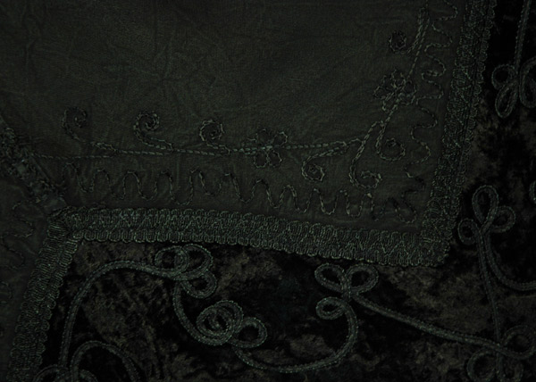 Gothic Olive Maxi Skirt with Embroidered Velvet Hem