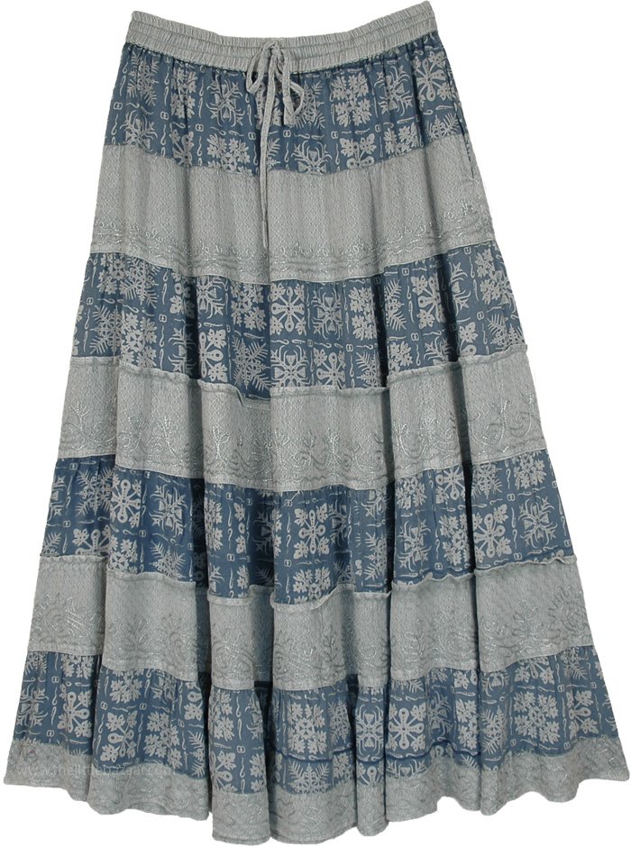Blue Pigeon Tiered Rayon Womens Maxi Skirt