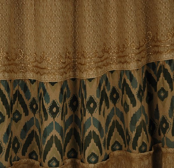 Tan Ikat Dobby Tiered Patchwork Maxi Skirt